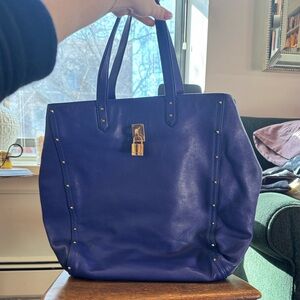Marc Jacobs Padlock Micro Studded Leather Shopper in Royal Blue